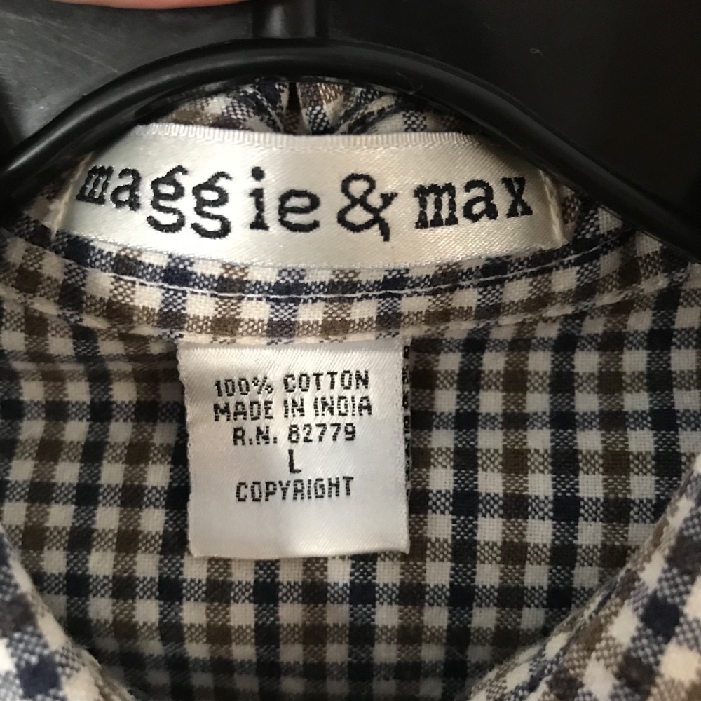 VINTAGE 😍 Maggie & Max Velvet Floral Plaid Button Down - Picture 4 of 7